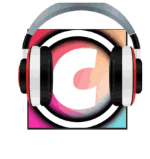 a pair of headphones with the letter c on a colorful background