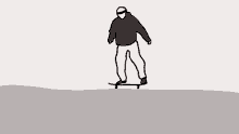 a drawing of a man riding a skateboard on a hill