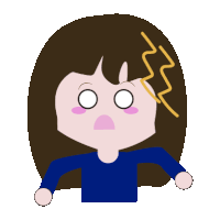 a cartoon drawing of a girl with a shocked expression on her face