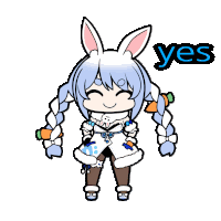 a drawing of a girl with bunny ears and the word yes