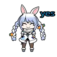 a drawing of a girl with bunny ears and the word yes