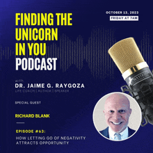 a poster for finding the unicorn in you podcast