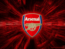 the arsenal logo is on a red and black background