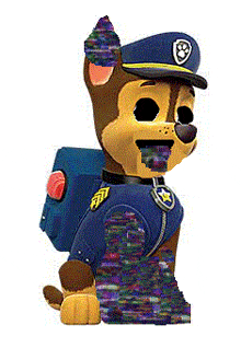 chase from paw patrol is a cartoon character with a backpack .