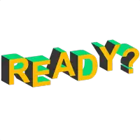 the word ready is written in green and yellow