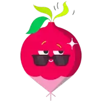 an illustration of a radish wearing sunglasses and a green leaf