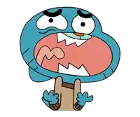 gumball from the amazing world of gumball has a very angry face