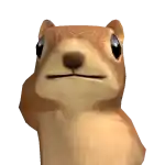 a cartoon squirrel is looking at the camera with a serious look on its face .