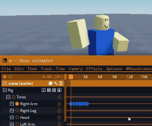 a screenshot of a roblox game showing a character in a blue shirt and white arms .