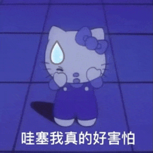 a cartoon hello kitty with chinese writing on the bottom