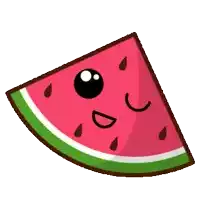 a cartoon drawing of a slice of watermelon with a face