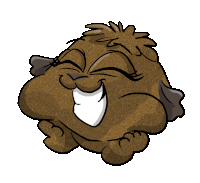 a cartoon drawing of a brown object with a big smile on its face