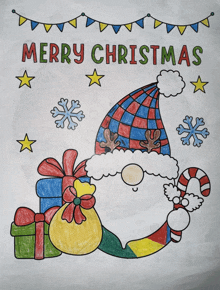 a coloring page that says merry christmas with a picture of santa