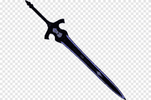 a sword with a blue blade and a black handle on a white background .