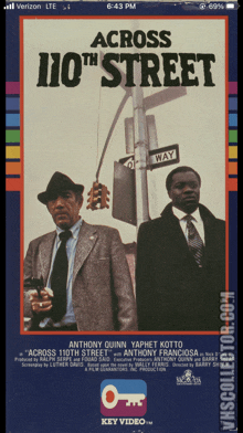 a movie poster for across 110th street shows two men in suits and ties