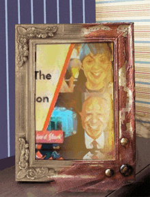 a picture frame with a picture of a man and woman and the words the vacation on the top