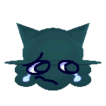 a pixel art of a cat 's face with tears coming out of it 's eyes .