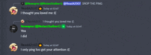 a screenshot of a discord conversation between nowayne and yea