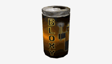 a can of bloxy is on a white surface