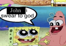 spongebob and patrick from spongebob squarepants are talking to each other in a speech bubble .