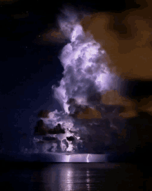 lightning strikes in the night sky over the ocean