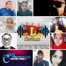 a collage of people with a logo that says lestari on it