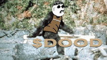 a cartoon of a man wearing a shirt that says " dood "