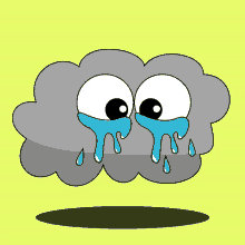 a cartoon drawing of a cloud with tears coming out of its eyes