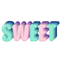 the word sweet is written in pink and green