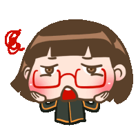 a cartoon drawing of a girl with glasses making a angry face