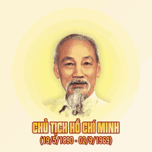 a picture of a man with a beard is surrounded by the words chu tịch ho chi minh