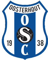 a blue and white shield with the words oosterhout written on it