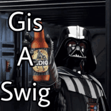 darth vader is holding up a bottle of gis audio