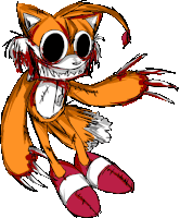 a drawing of tails from sonic the hedgehog with blood coming out of his mouth