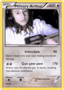 a pokemon card that says military arthur on the front