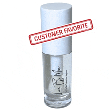 a clear bottle of lip gloss with a customer favorite stamp