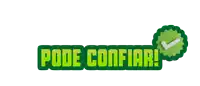 a green sign that says pode confiar with a white check mark