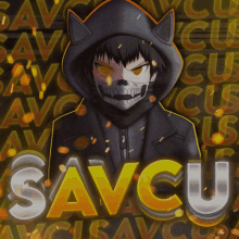 a poster that says savcu on it with a cartoon character