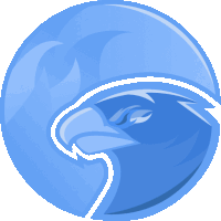 a blue circle with a bird in the middle