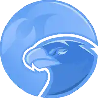 a blue circle with a bird in the middle