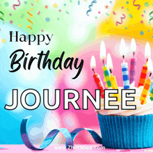 a birthday card for journee with a cupcake