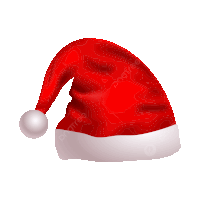 a red santa hat with a white trim and a white ball on a white background