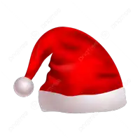 a red santa hat with a white trim and a white ball on a white background