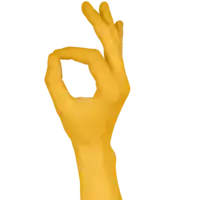 a yellow hand is making an okay sign with its fingers