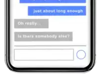 a cell phone displays a text message that says just about long enough oh really is there somebody else