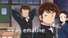 a group of anime characters with the word emaline on the bottom