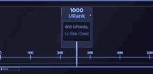 a screen that says 1000 urank 400 upoints and 1 x skin chest