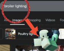 a red circle with a red arrow pointing to the word broiler lighting