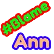 a sticker with the name ann and the word blame on it