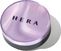 a purple hera cosmetics container with a black lid